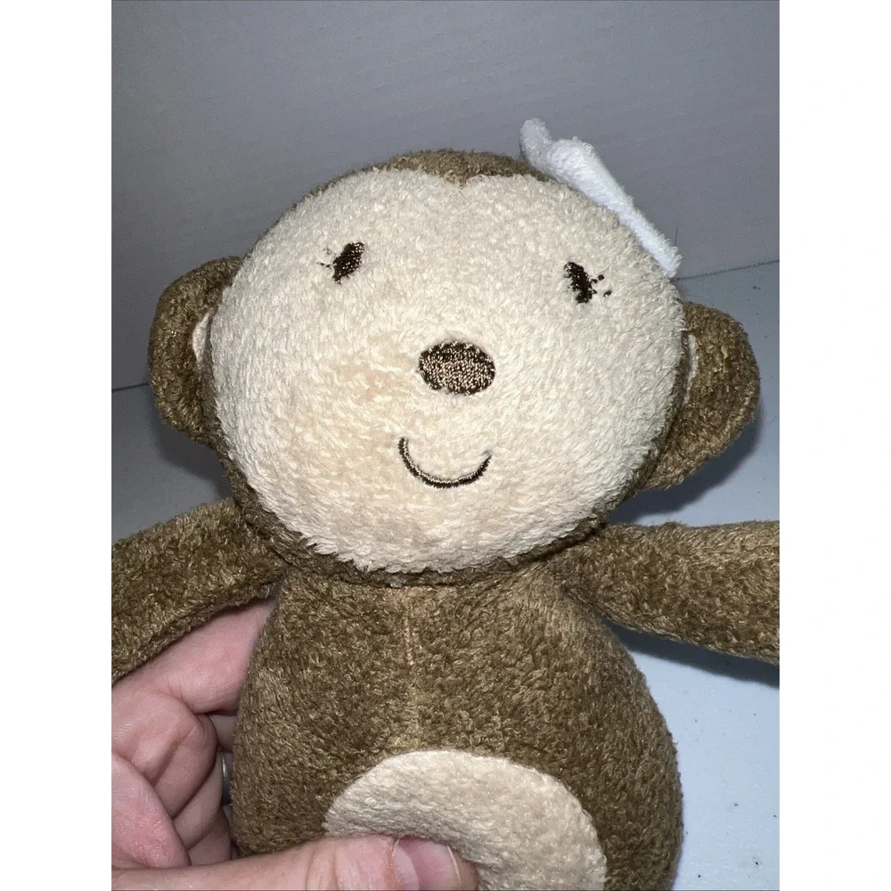 Carters Just One You Girl Monkey Plush Rattle Toy White Flower 9